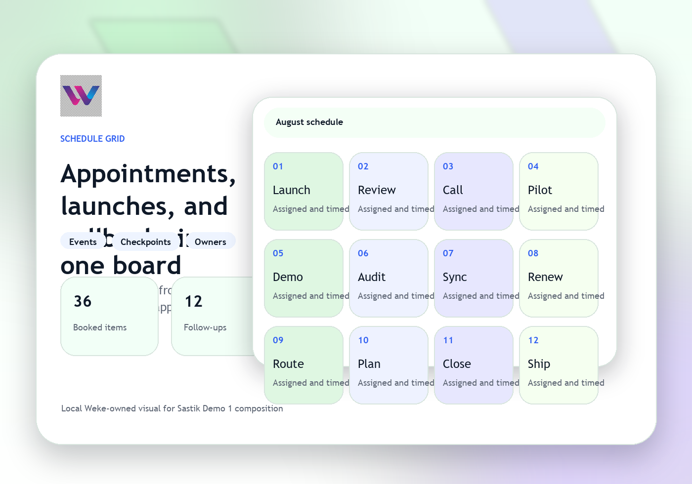 Calendar visual showing Onboarding scheduling and follow-up coordination.